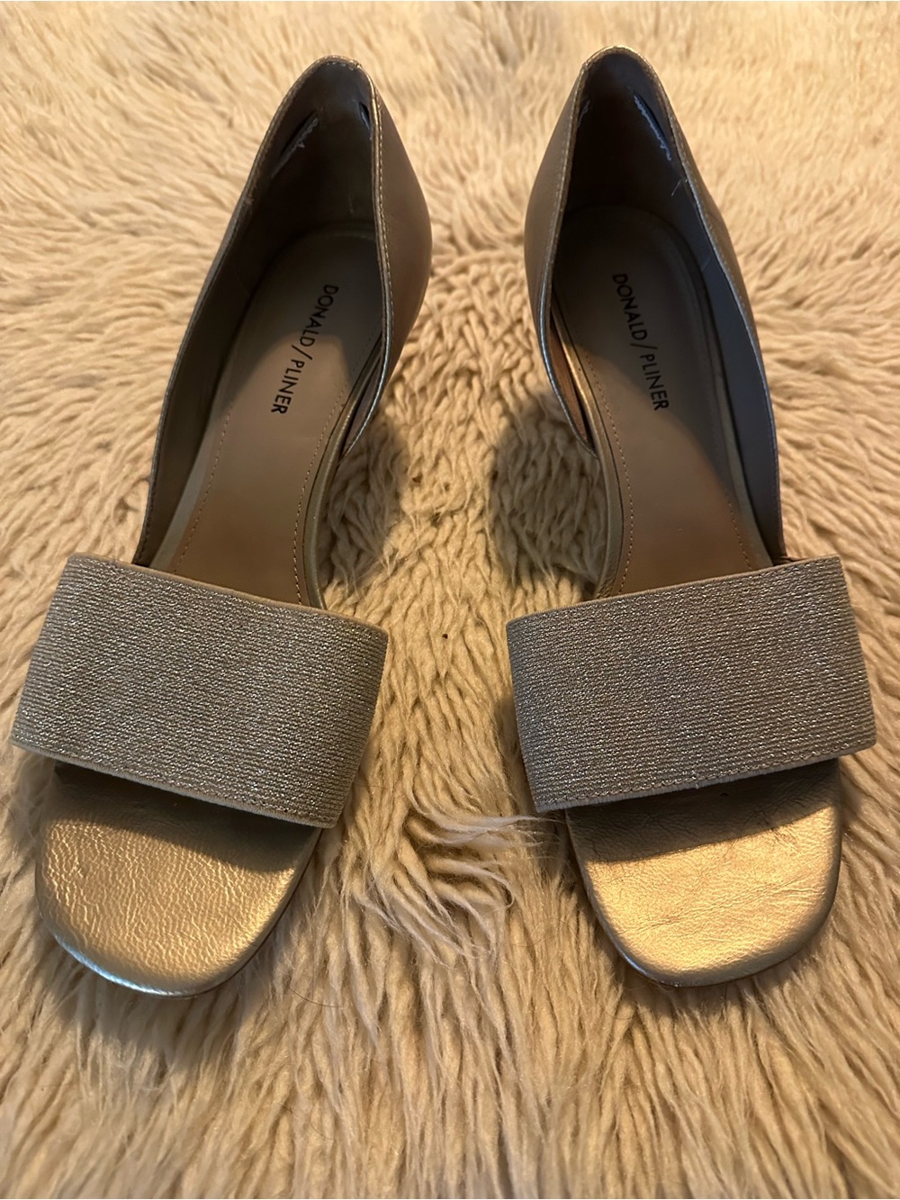 Donald J. Pliner Metallic Gold Open-Toe  Heels